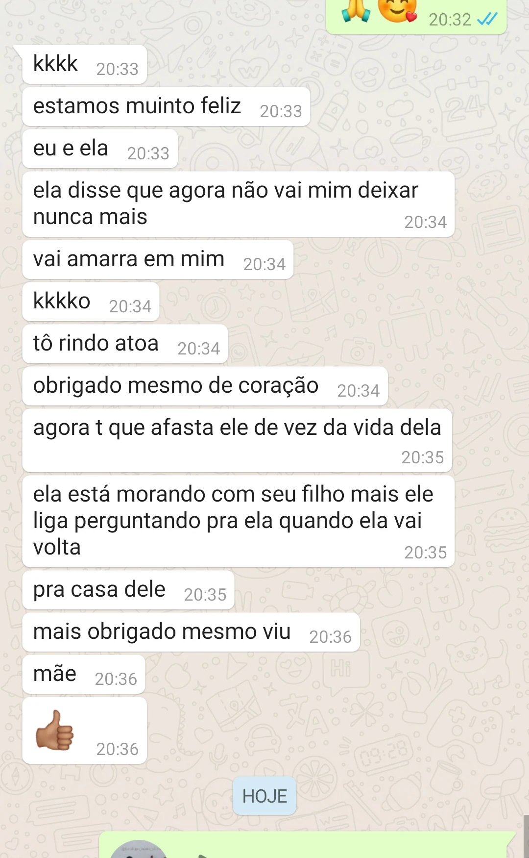 Mensagem de cliente sobre melhoria na relação amorosa